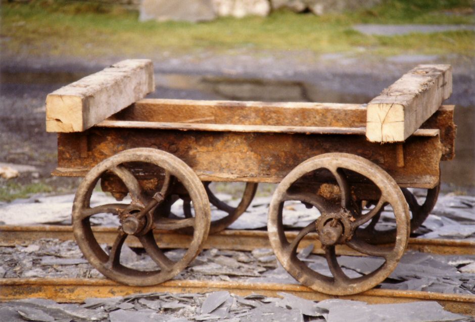 * [Pic 8] Cwmorthin Quarry - Narrow gauge wagon (1985) *