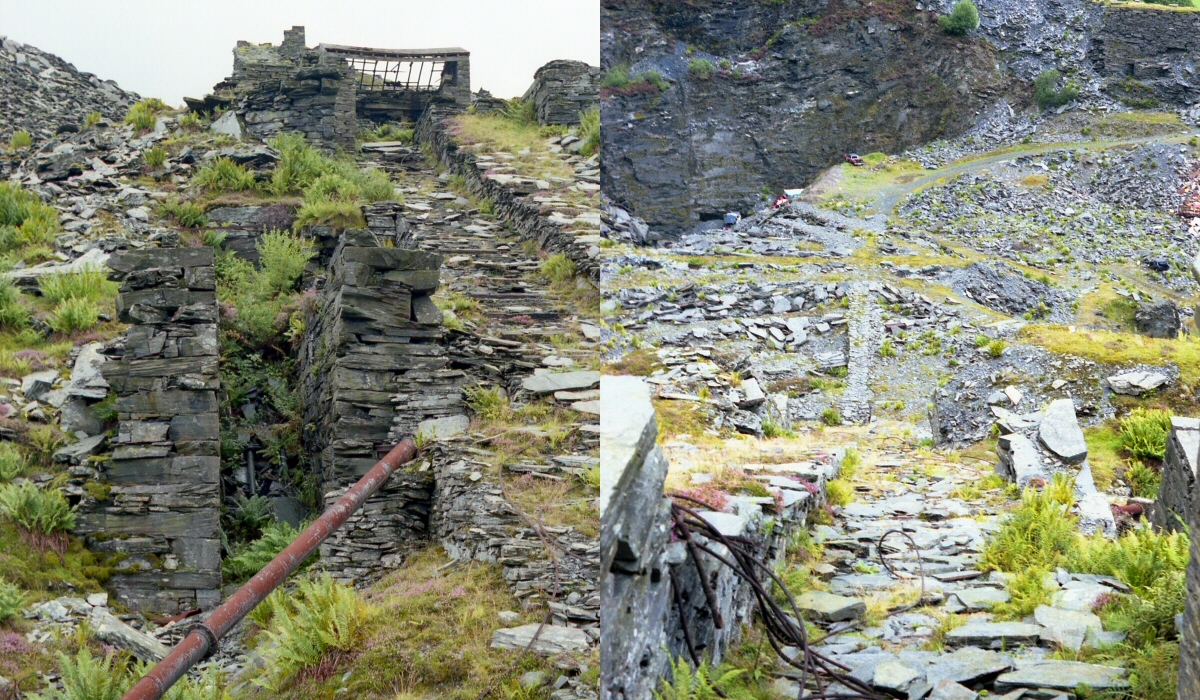 * [Pic 9] Cwm Machno Quarry - Trwnc incline double view (Aug 1982) *