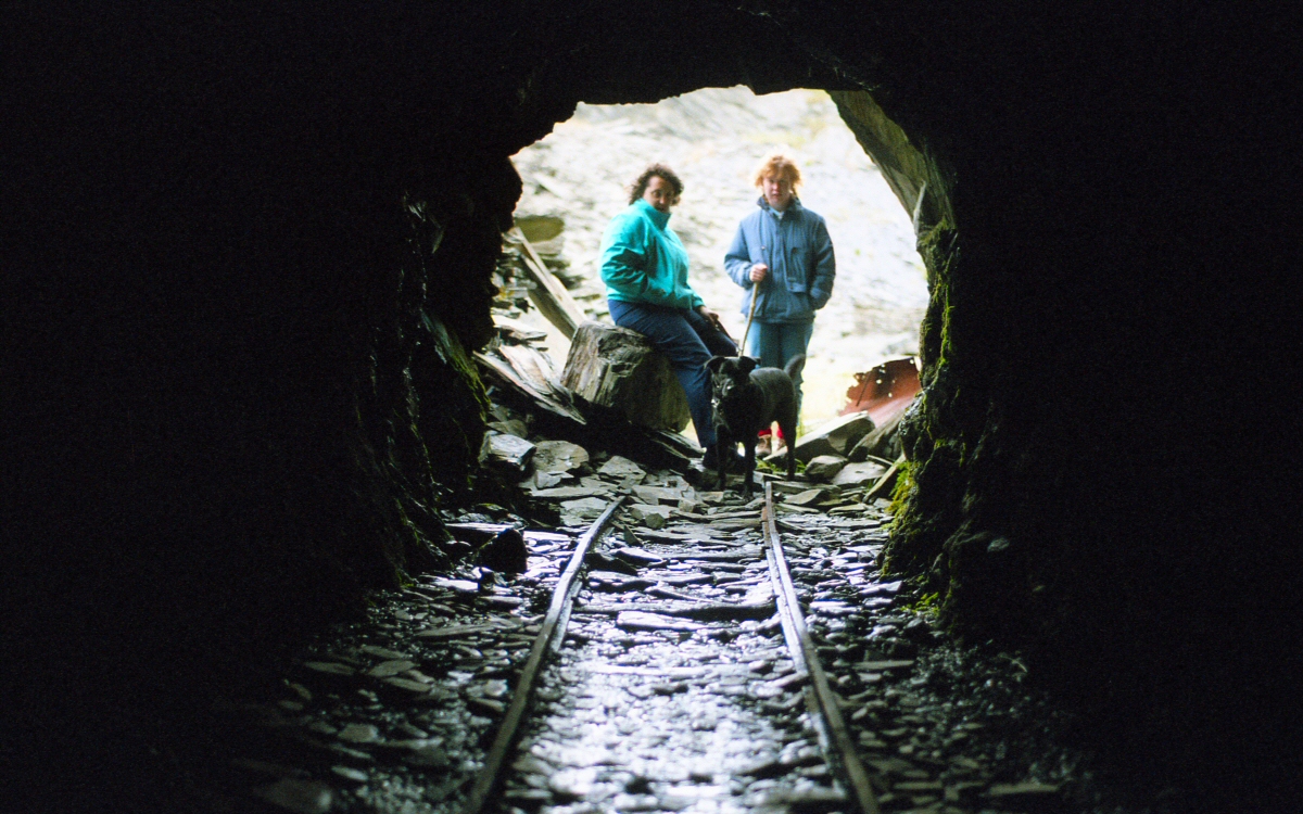 * [Pic 5] Cwt y Bugail Slate Quarry - Emerging into daylight (Sept 1987) *